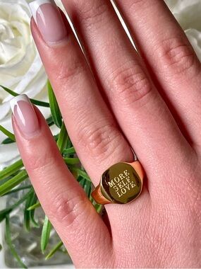 More Self Love Gold Signet Ring - Women Jewelry